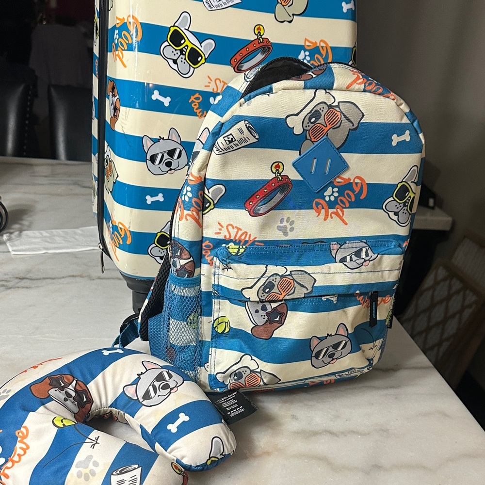 Kids Cartoon Dog Print Travel Suitcase